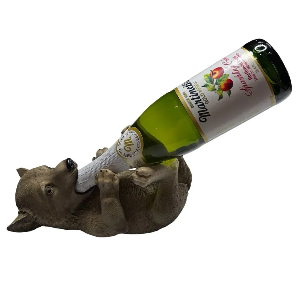Wolf Pup Wine Bottle Holder Resin 2012 DWK